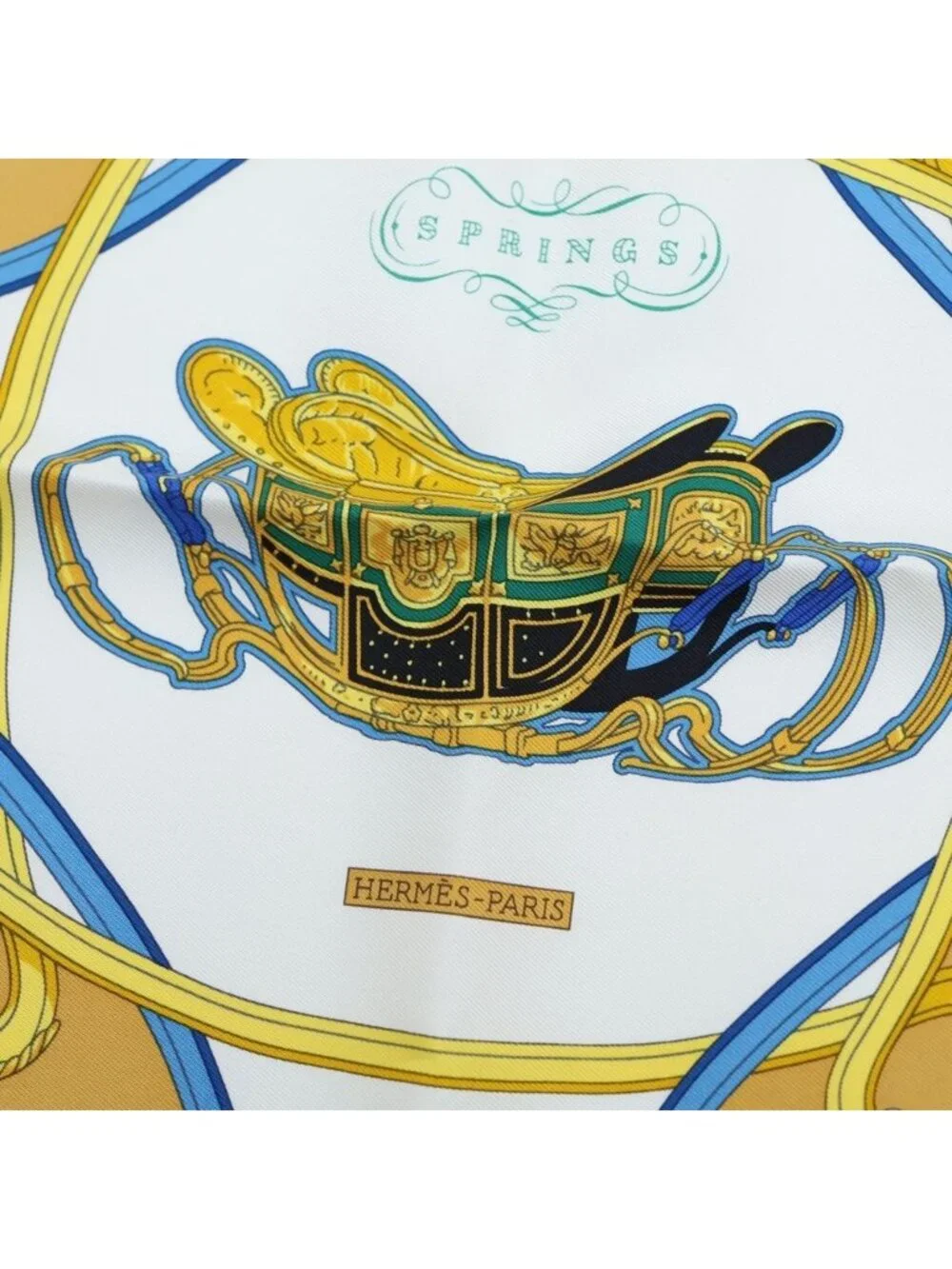Hermes Carre 45 Spring Silk Scarf White Yellow